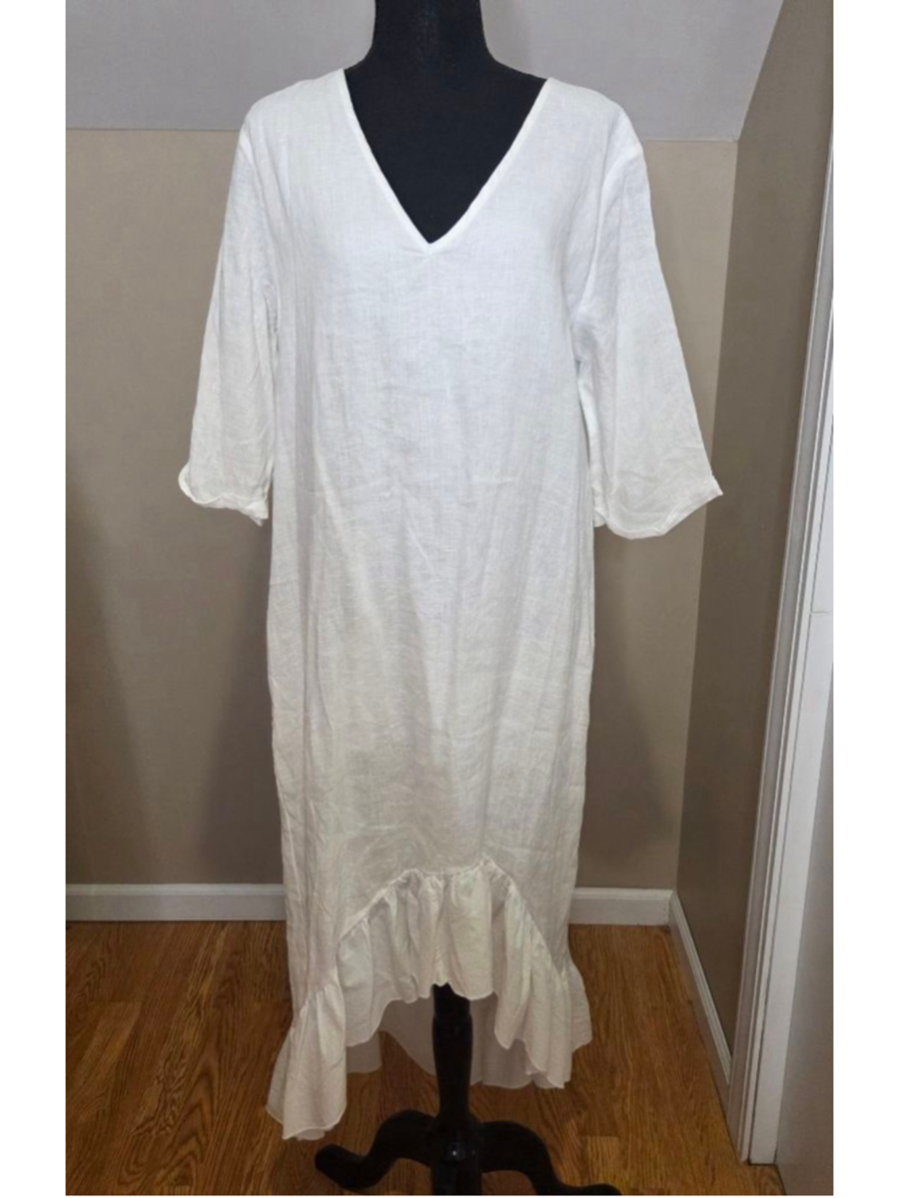 @zucar White Linen High Low Dress M - Picture 2 of 7